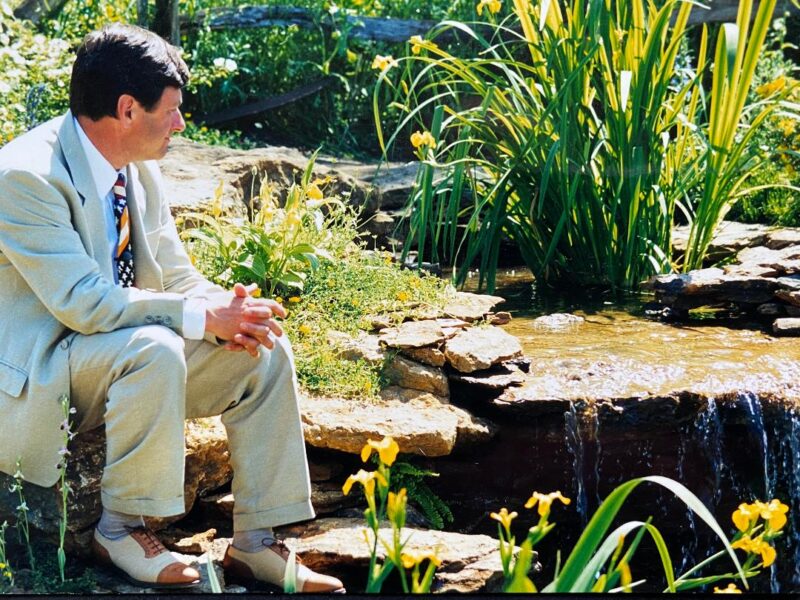 A water feature with Alan Tichmarsh at the Chelsea Flower Show